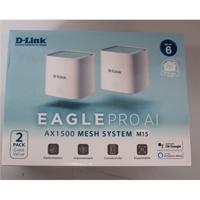SALE OUT. D-Link M15-2 EAGLE PRO AI AX1500 Mesh System D-Link EAGLE PRO AI AX1500 Mesh System M15-2 (2-pack) 802.11ax 1200+300 Mbit/s 10/100/1000 Mbit/s Ethernet LAN (RJ-45) ports 1 Mesh Support Yes MU-MiMO Yes No mobile broadband Antenna type 2 x 2.4G WLAN Internal Antenna, 2 x 5G WLAN Internal Antenna UNPACKED, SCRATCHED ON TOP   EAGLE PRO AI AX1500 Mesh System   M15-2 (2-pack)   802.11ax   1200+300  Mbit/s   10/100/1000 Mbit/s   Ethernet LAN (RJ-45) ports 1   Mesh Support Yes   MU-MiMO Yes   No mobile broadband   Antenna type 2 x 2.4G WLAN Internal Antenna, 2 x 5G WLAN Internal Antenna   UNPACKED, SCRATCHED ON TOP M15-2SO