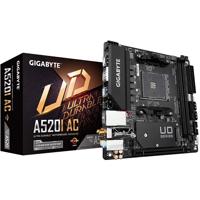 Gigabyte   A520I AC   Processor family AMD   Processor socket AM4   DDR4 DIMM   Memory slots 2   Number of SATA connectors 4   Chipset AMD A   Mini ITX A520I AC