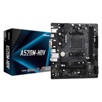ASRock   A520M-HDV   Processor family AMD   Processor socket AM4   DDR4 DIMM   Memory slots 2   Supported hard disk drive interfaces 	SATA, M.2   Number of SATA connectors 4   Chipset AMD A520   Micro ATX A520M-HDV