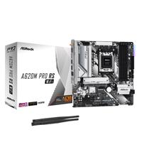 ASRock   A620M Pro RS WiFi   Processor family AMD   Processor socket AM5   DDR5 DIMM   Memory slots 4   Supported hard disk drive interfaces SATA3, M.2   Number of SATA connectors 4   Chipset AMD A620   Micro ATX A620M PRO RS WIFI
