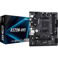 ASRock   A520M-HVS   Processor socket AM4   DDR4 DIMM   Memory slots 2   Supported hard disk drive interfaces SATA3, M.2   Number of SATA connectors 4   Chipset AMD A520   Micro ATX A520M-HVS