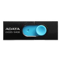 ADATA   USB Flash Drive   UV220   64 GB   USB 2.0   Black/Blue AUV220-64G-RBKBL