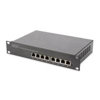 Digitus   8-port Gigabit Ethernet Switch   DN-80114   Unmanaged   Rackmountable   10/100 Mbps (RJ-45) ports quantity   1 Gbps (RJ-45) ports quantity   SFP+ ports quantity   Power supply type Internal DN-80114